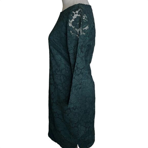 Vince Camuto Size 2 Forest Green Lace Sheath Cocktail Dress Lined Minidress - Picture 6 of 15